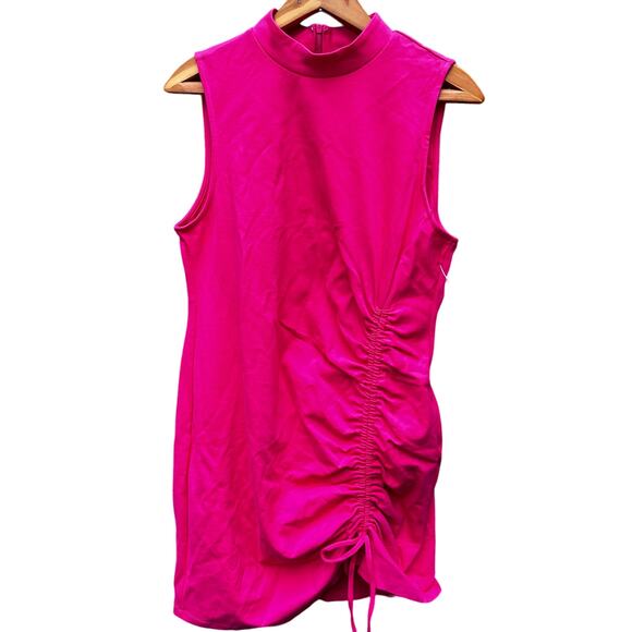 Halogen Side Shirred Dress XL Pink NWOT Sheath High Neck Resort Cruise Cocktail - Picture 2 of 6